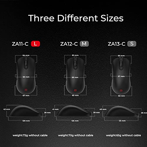 BenQ Zowie ZA13-C Symmetrical Gaming Mouse | Professional Esports Performance | Driverless | Paracord Cable | Revisioned C-Features | Matte Black