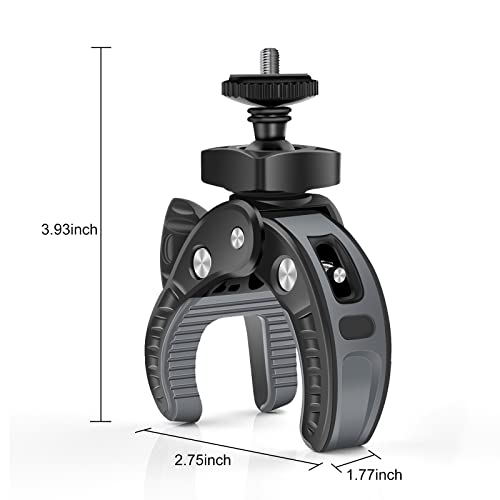 UTEBIT Camera Bike Mount Clamp with 1/4" Screw and Phone Clip for Bike, Bicycles, Gopro, Vehicles, Motorcycle, 360° Rotation Roll Bar Action Camera Cell Phone Handlebar Holder