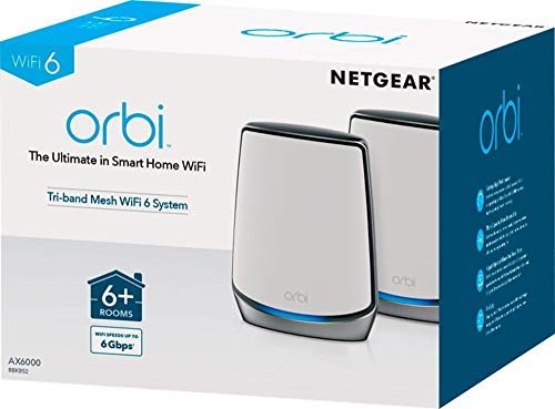 NETGEAR Orbi WiFi 6 Ultra-Performance Whole Home Mesh WiFi System - WiFi Router and Satellite - speeds up to 5.7Gbps - Coverage Over Approximately 5,000 sq. feet, AX5700 (RBK842)