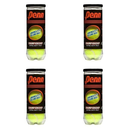 Penn Championship High Altitude Tennis Balls - Extra Duty Felt Pressurized Tennis Balls (4 Cans, 12 Balls)