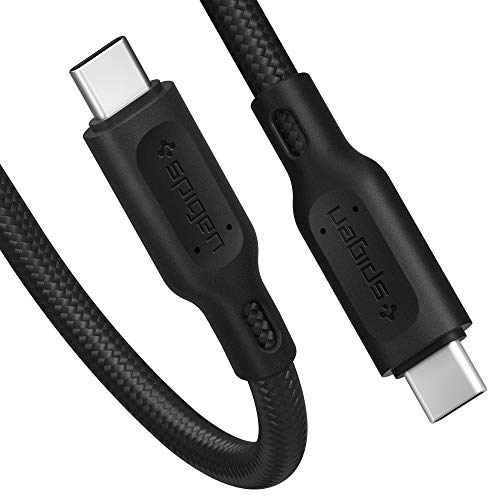 Spigen USB-C to C 2.0 Cable [60W & 480Mbps] [1.5m] Durable Cotton Braided Power & Data Transfer [ONLY USB C Compatible] with MacBook, iPad Pro 2018, Galaxy, Huawei, Pixel