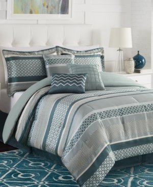 Linear 7 Piece Queen Jacquard Comforter Set Bedding