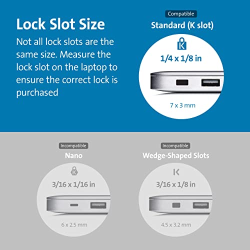 Kensington Cable Lock for HP Laptops, Lenovo, Asus, Acer & Other Devices - NEW Smaller & Stronger Pivoting Lock head (K65035AM)