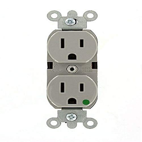 Leviton 15-Amp, 125-Volt, Slim Body Duplex Receptacle, Hospital Grade, Grounding