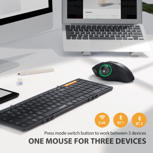 ProtoArc Wireless Trackball Mouse, 2.4G Bluetooth Ergonomic Rechargeable Rollerball