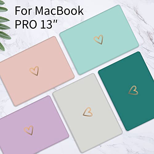 Seorsok Compatible with MacBook Pro 13 inch Case M2 2022,2020,2019-2016 Release（M1 A2338/A2289/A2251/A2159/A1989/A1706/A1708 Gold&Cute Heart Laptop Plastic Hard Case with Keyboard Cover,White