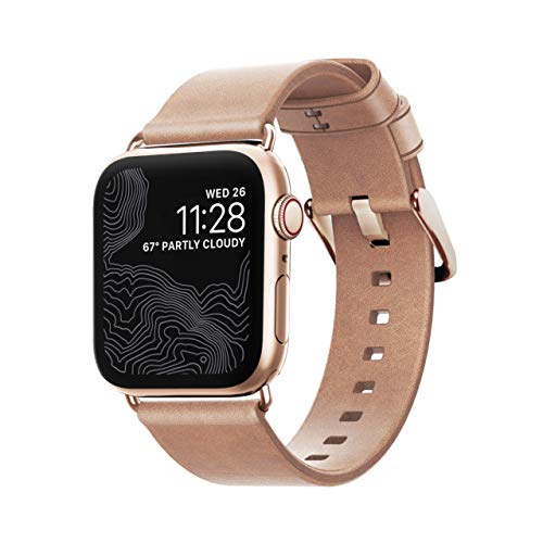 Nomad Modern Strap (Slim) for Apple Watch 40mm/38mm | Natural Horween Leather | Gold Hardware