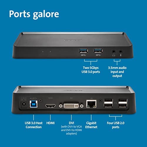 Kensington SD3600 Universal Dual Display USB-A Docking Station for Windows, MacBooks and Surface (K33991WW)