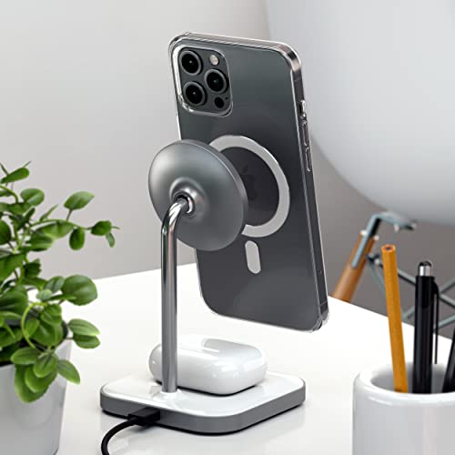 Satechi Aluminum 2-in-1 Magnetic Wireless Charging Stand – Compatible with iPhone 15 Pro Max/15 Pro/15/15 Plus, iPhone 14 Pro/14/14 Plus, AirPods Pro 2/1, AirPods Gen 3/2