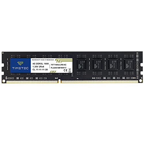 Timetec Hynix IC 4GB DDR3L 1600MHz PC3-12800 Non ECC Unbuffered 1.35V/1.5V CL11 2Rx8 Dual Rank 240 Pin UDIMM Desktop PC Computer Memory Ram Module Upgrade