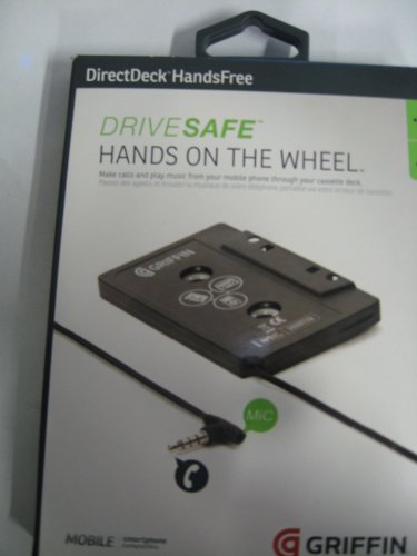 Griffin GC22062 DirectDeck HandsFree Cassette Adapter and Mic Cable for iPhone and Smartphones, Drive Safe Packaging - Wired Car Kit - Retail Packaging - Black