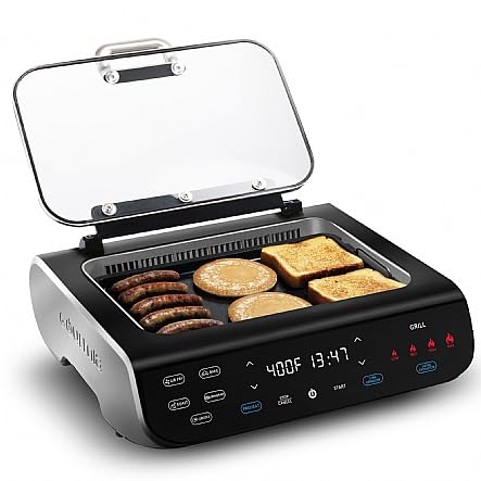 FoodStation Smokeless Grill, Griddle & Air Fryer with with Smoke Extracting Technology, 6 One-Touch Cooking Functions, Extra-Large Nonstick Cooking Surface, and Integrated Temperature Probe