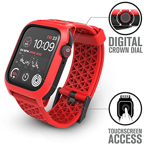 Catalyst Case- Designed for Apple Watch Series SE 2022, Series 6/5 and 4 44mm, Buckle Edition, Drop Proof 9.9ft, Sport Band, Breathable, Rugged - Flame Red