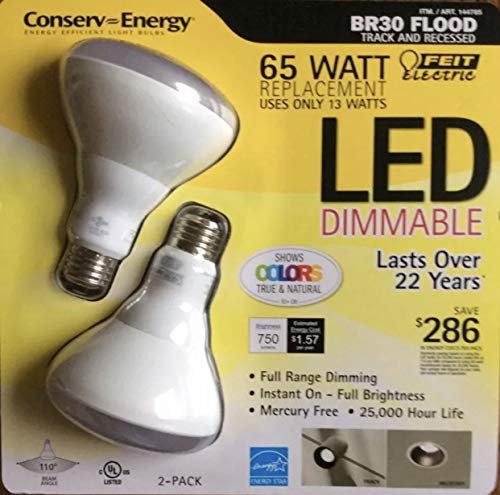 65 Watt LED BR30 Flood Track and Recessed Pack of (2) Feit Electric