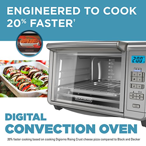 BLACK+DECKER 6-Slice Digital Convection Countertop Toaster Oven, Stainless Steel, TO3280SSD