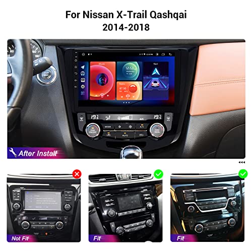 Roadanvi HD 10.2" 8G+128G Android Car Stereo for Nissan Rogue X-Trail Qashqai 2014 2015 2016 2017 2018 Carplay Android Auto Head Unit Bluetooth QLED Touch Screen Car Radio WiFi 4G LTE GPS Navigation