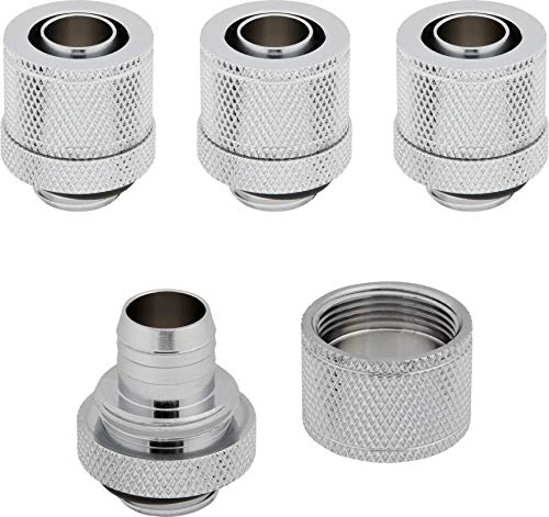 Corsair Hydro X Series XF Compression 10/13mm (3/8” / 1/2”) ID/OD Fitting Four Pack — Chrome