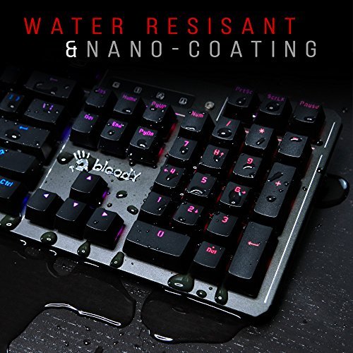 Bloody Gaming B975 Light Strike Optical Gaming Computer Keyboard |Instant Actuation | Spill-Resistant Design | RGB LED Backlit Keyboard | Tactile & Clicky Feedback | Ergonomic Detachable Wrist-Rest