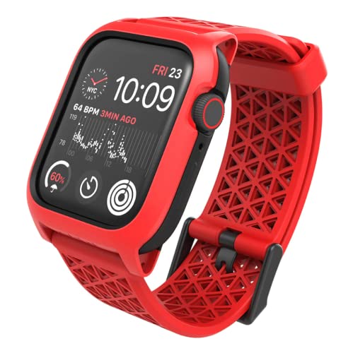 Catalyst Case- Designed for Apple Watch Series SE 2022, Series 6/5 and 4 44mm, Buckle Edition, Drop Proof 9.9ft, Sport Band, Breathable, Rugged - Flame Red