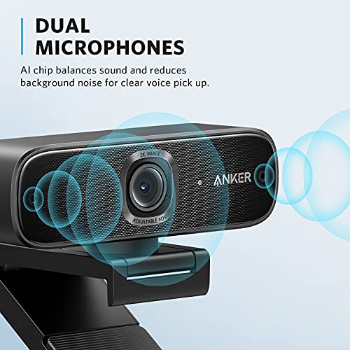 Anker PowerConf C302 Smart Full HD Webcam, AI-Powered Framing & Autofocus, 2K Webcam with Noise-Cancelling Microphones, Adjustable FoV, HDR, 30 FPS, Low-Light Correction, Streaming