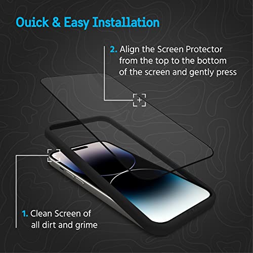 Pelican Protector Series iPhone 14 Pro Max Screen Protector - 6.7 Inch [Matte Finish] Durable Shatterproof 9H Tempered Glass Film with Anti Scratch, Smooth Touch, Silicone Bumpers for Easy Install