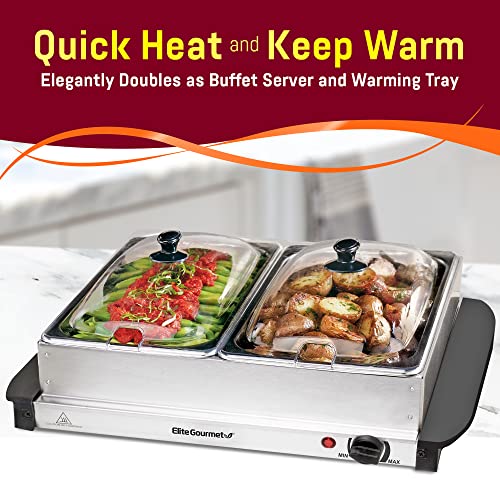 Elite Platinum EWM-9933 Maxi-Matic Deluxe Triple Buffet Server Food Warmer Party Tray