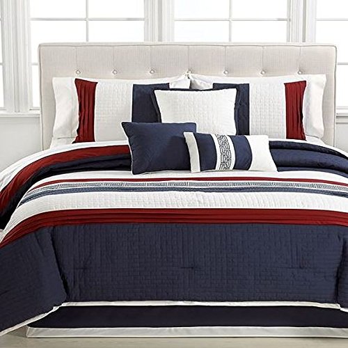 Hallmart Collectibles Ethan 7 Piece Queen Comforter Set Blue/Red