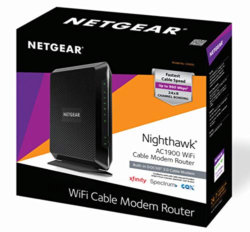 NETGEAR Nighthawk C6900-100NAS Dual Band AC1900 Cable Modem Router