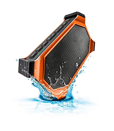 ECOXGEAR EcoSlate GDI-EXSLT800 Rugged Waterproof Floating Portable Bluetooth 20 Watt Stereo Wireless Smart Speaker (Orange)