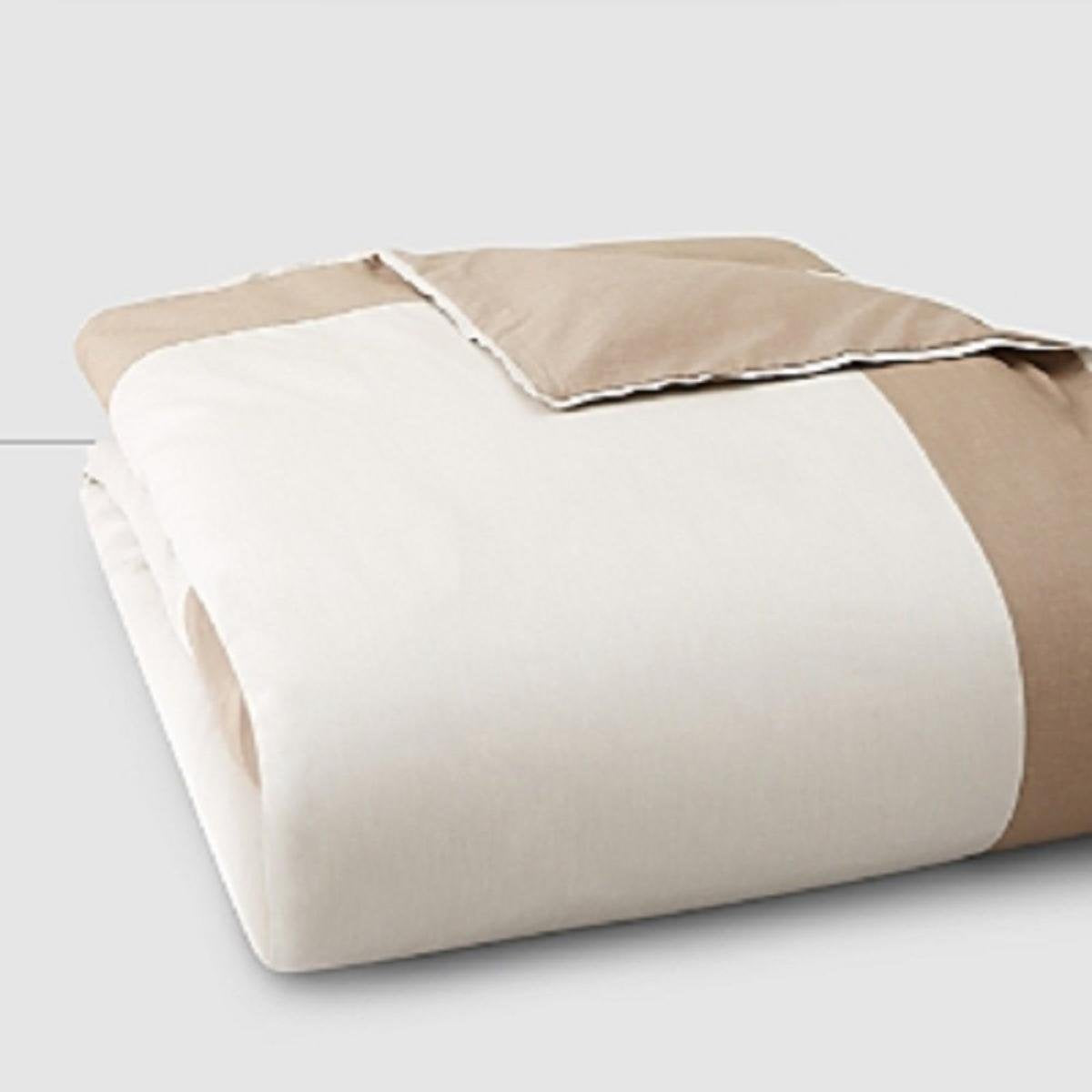 Oake Constructed Border Cotton 300TC Duvet Cover Beige Full/Queen