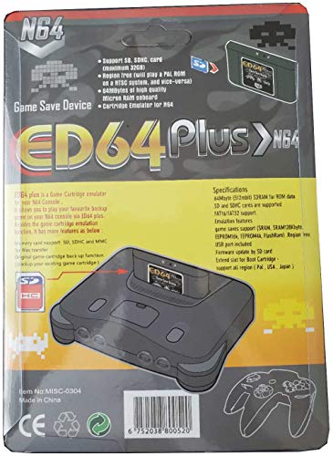 EXIGENT ED64 Plus Game Save Drive Retro N64 Cartridge + 16gb SDcard