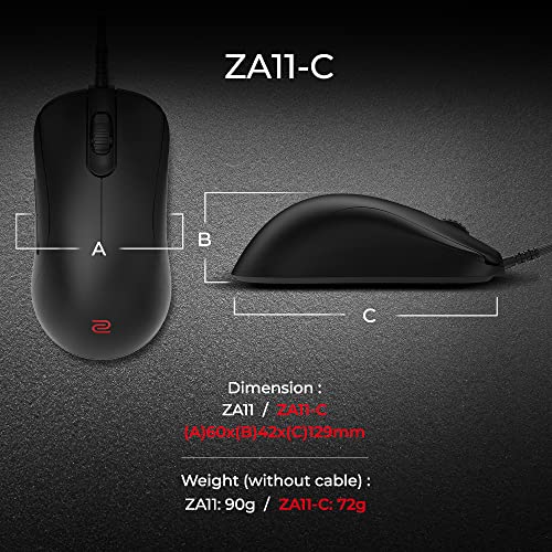 BenQ Zowie ZA13-C Symmetrical Gaming Mouse | Professional Esports Performance | Driverless | Paracord Cable | Revisioned C-Features | Matte Black