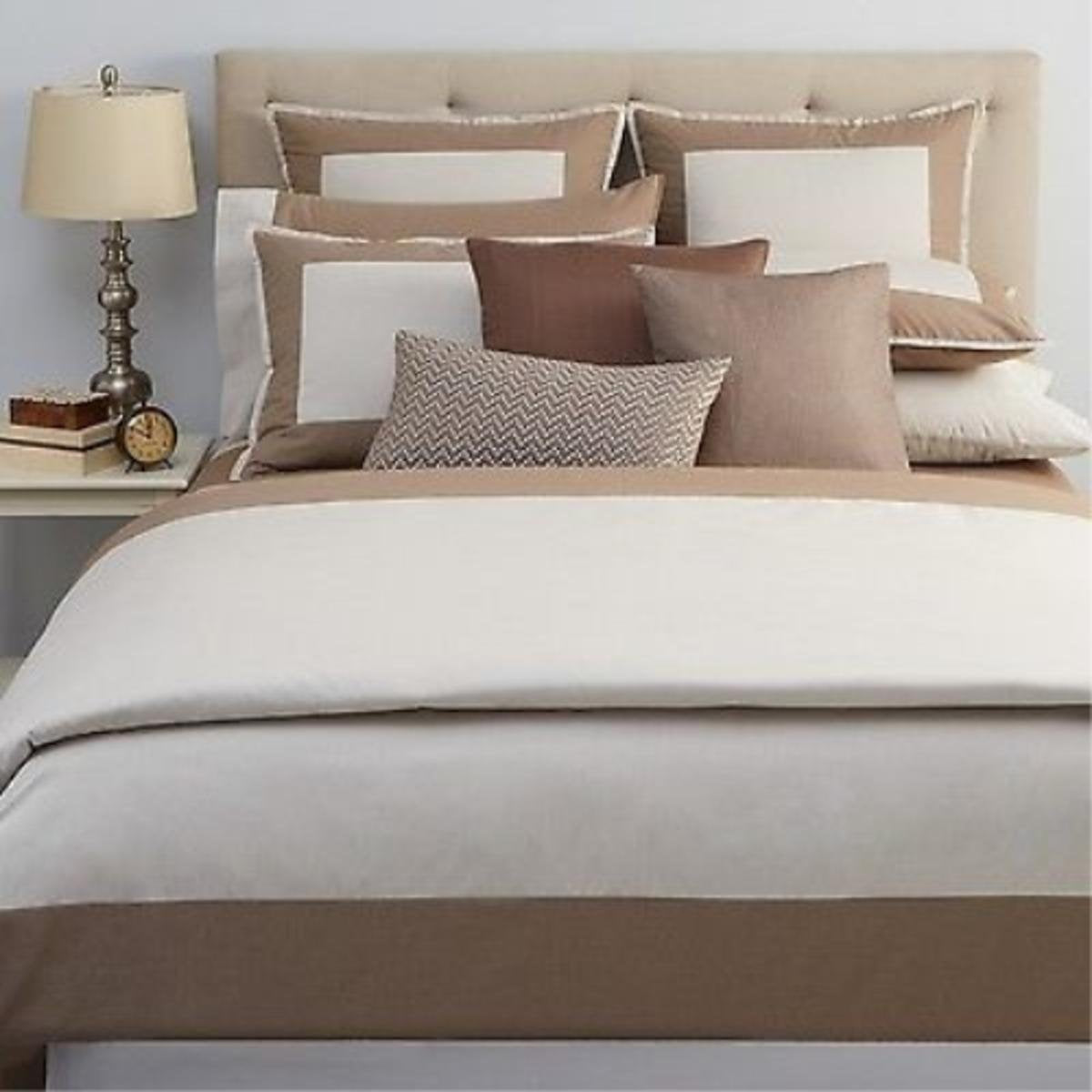 Oake Constructed Border Cotton 300TC Duvet Cover Beige Full/Queen