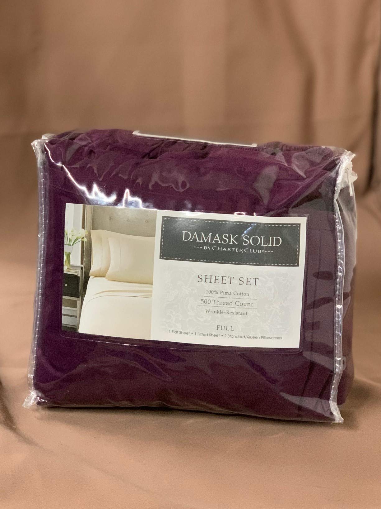 Charter Club Damask Jewel Tones 500 Thread Count Full Sheet Set