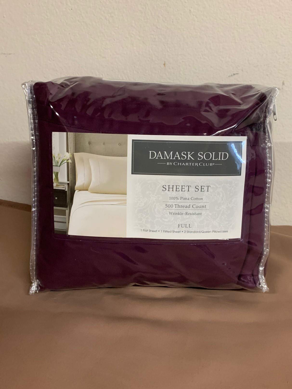 Charter Club Damask Jewel Tones 500 Thread Count Full Sheet Set