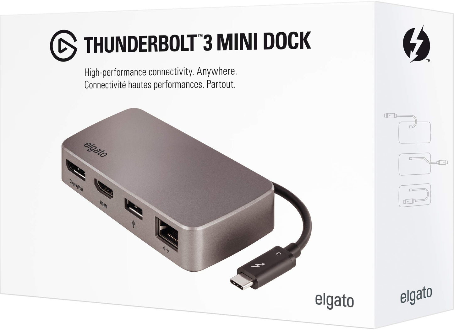 Elgato Thunderbolt 3 Mini Dock - with Built-In Thunderbolt Cable, 40 GB/s, Dual 4K Support, USB 3.1 Gen 1, Gigabit Ethernet