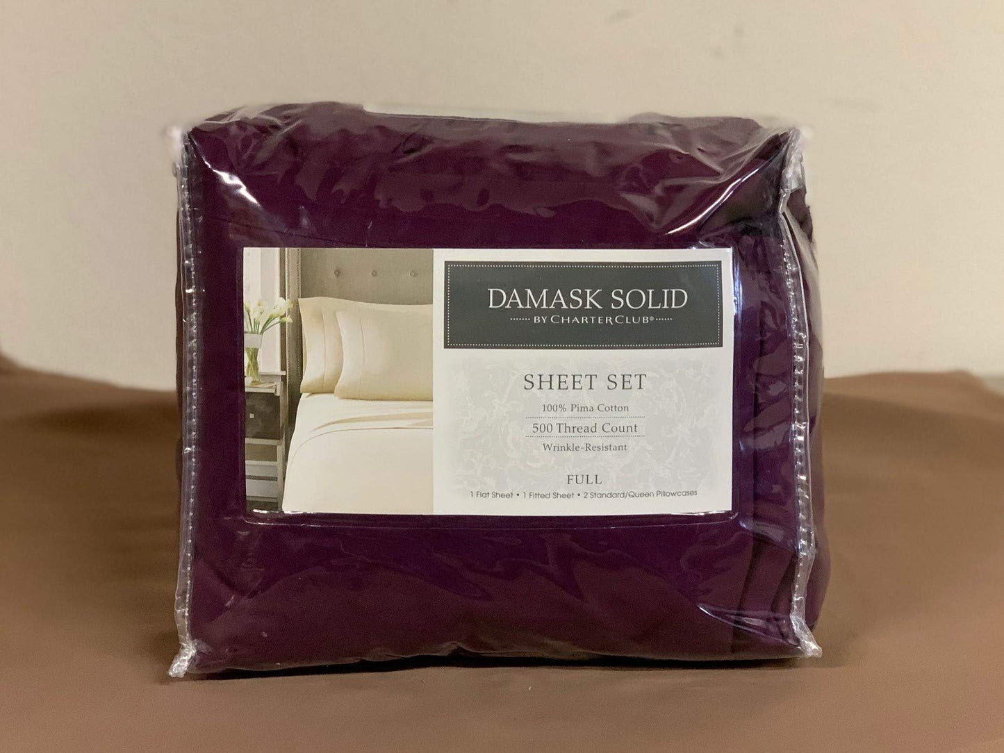 Charter Club Damask Jewel Tones 500 Thread Count Full Sheet Set