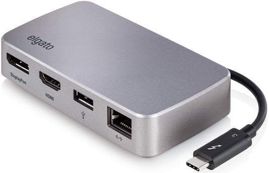 Elgato Thunderbolt 3 Mini Dock - with Built-In Thunderbolt Cable, 40 GB/s, Dual 4K Support, USB 3.1 Gen 1, Gigabit Ethernet